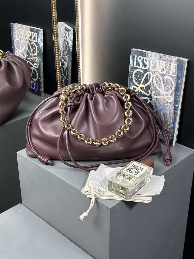 Loewe original lambskin large flamenco purse A411FPD burgundy