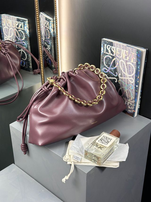 Loewe original lambskin large flamenco purse A411FPD burgundy