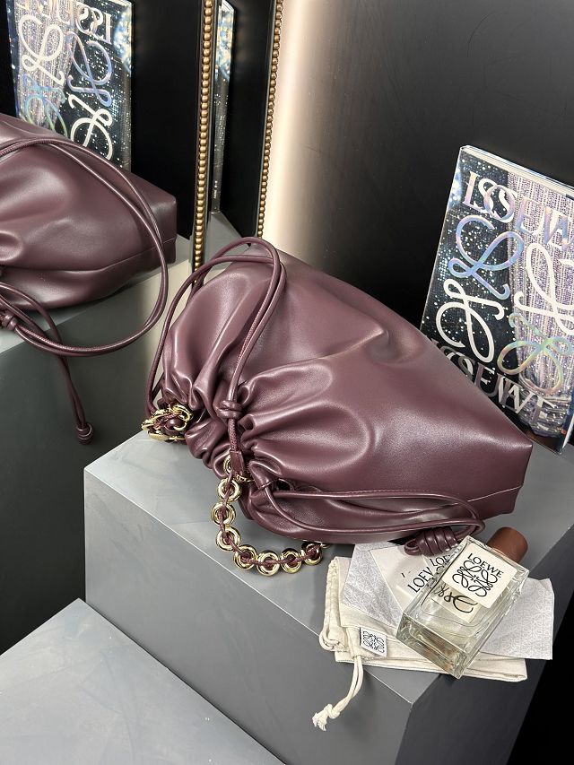 Loewe original lambskin large flamenco purse A411FPD burgundy