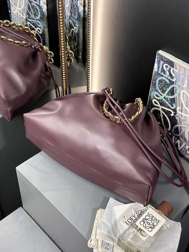 Loewe original lambskin large flamenco purse A411FPD burgundy