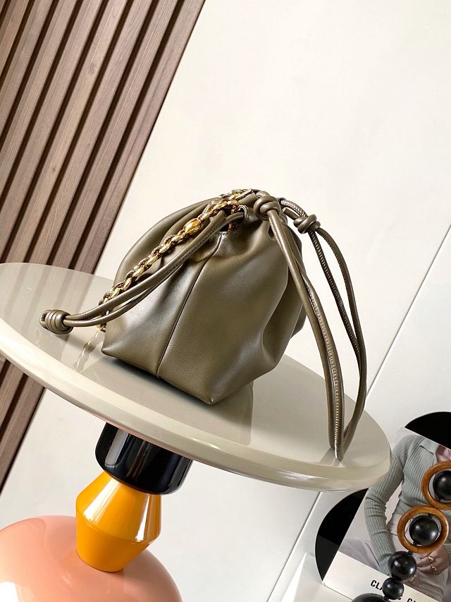 Loewe original lambskin medium flamenco purse A411FCR khaki green