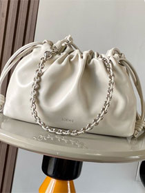 Loewe original lambskin medium flamenco purse A411FCR white