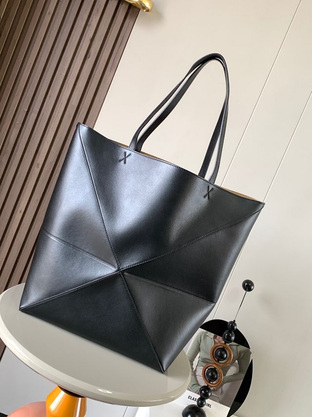 Loewe original calfskin large puzzle fold tote B933Q18 black
