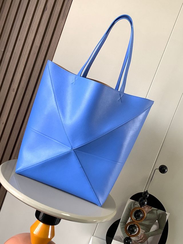 Loewe original calfskin large puzzle fold tote B933Q18 blue