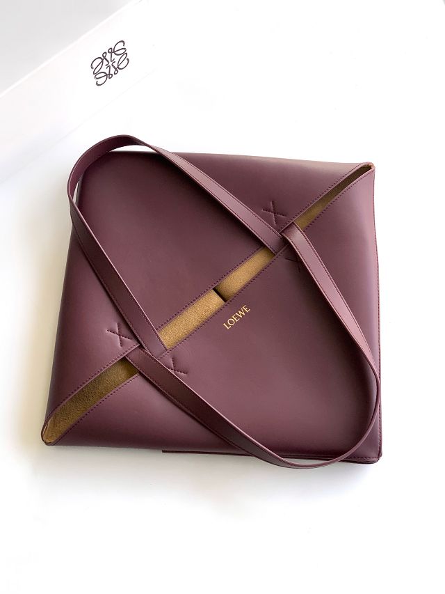 Loewe original calfskin large puzzle fold tote B933Q18 burgundy