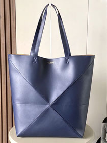 Loewe original calfskin large puzzle fold tote B933Q18 dark blue