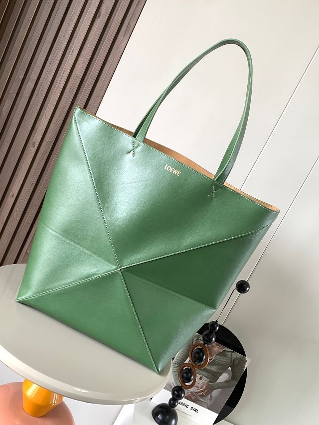 Loewe original calfskin large puzzle fold tote B933Q18 green