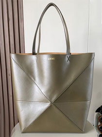 Loewe original calfskin large puzzle fold tote B933Q18 khaki green