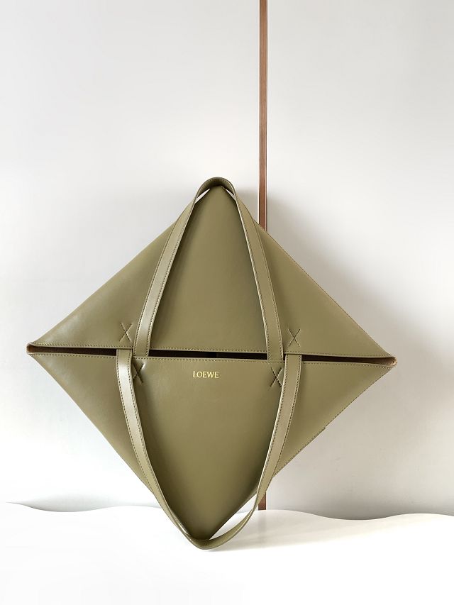 Loewe original calfskin large puzzle fold tote B933Q18 olive