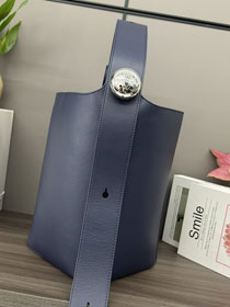 Loewe original calfskin medium pebble bucket BBMX02 navy blue