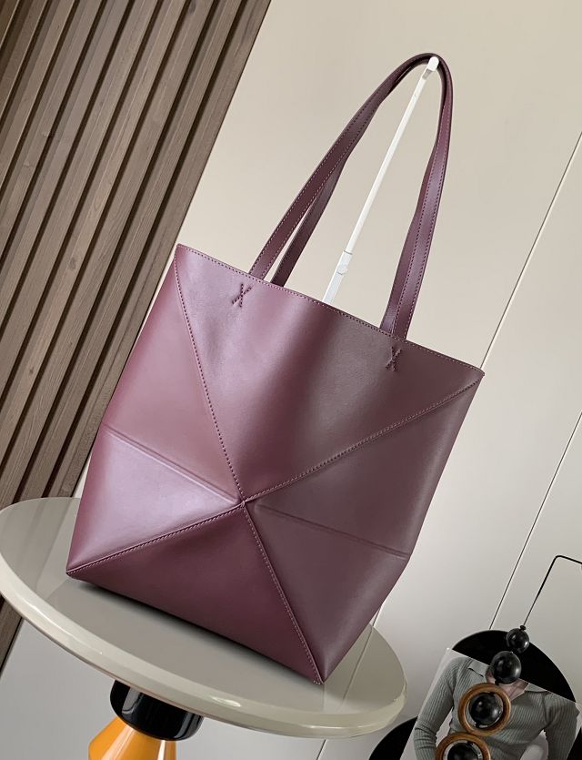 Loewe original calfskin medium puzzle fold tote A657G50 burgundy