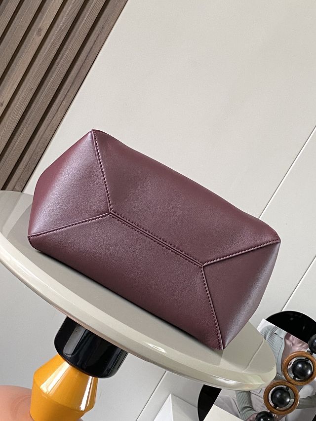 Loewe original calfskin medium puzzle fold tote A657G50 burgundy&orange