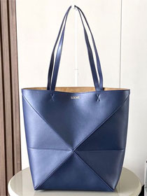 Loewe original calfskin medium puzzle fold tote A657G50 dark blue