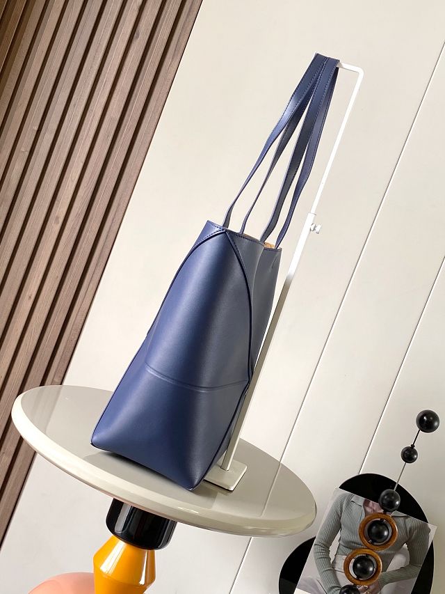 Loewe original calfskin medium puzzle fold tote A657G50 dark blue