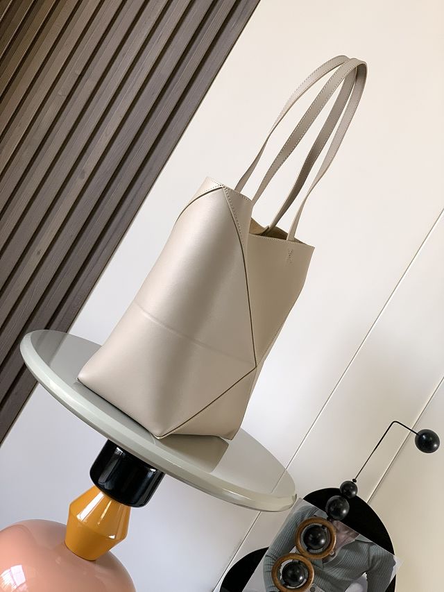 Loewe original calfskin medium puzzle fold tote A657G50 grey
