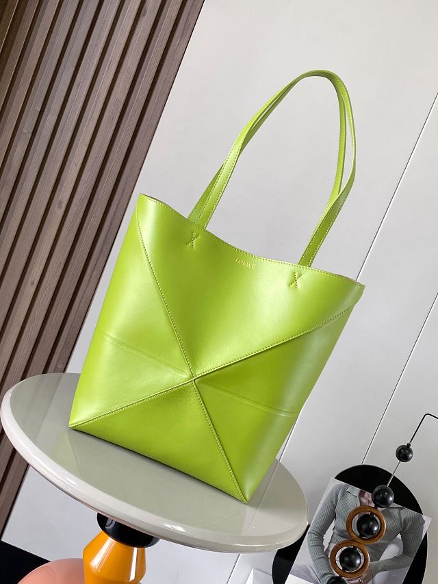 Loewe original calfskin medium puzzle fold tote A657G50 lemon green
