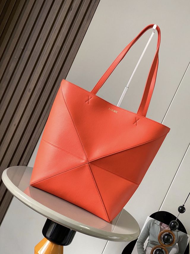 Loewe original calfskin medium puzzle fold tote A657G50 orange
