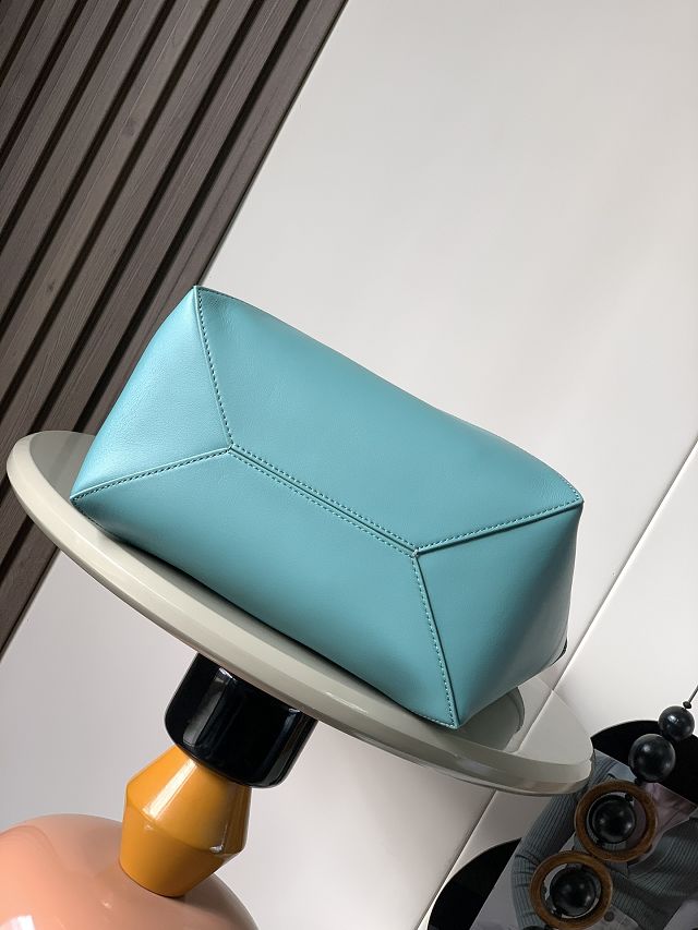 Loewe original calfskin medium puzzle fold tote A657G50 water blue