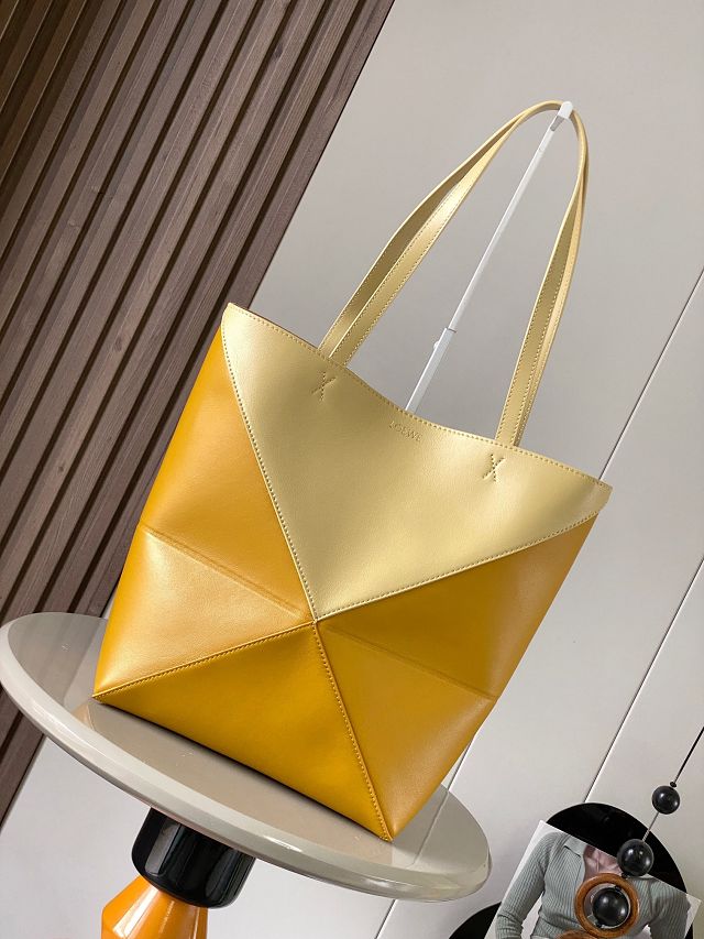 Loewe original calfskin medium puzzle fold tote A657G50 yellow