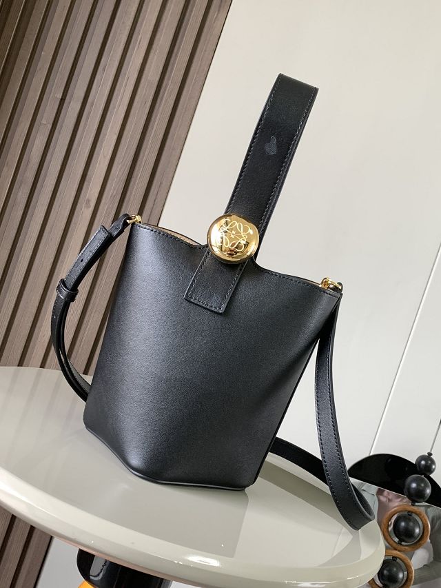 Loewe original calfskin mini pebble bucket BBMX01 black