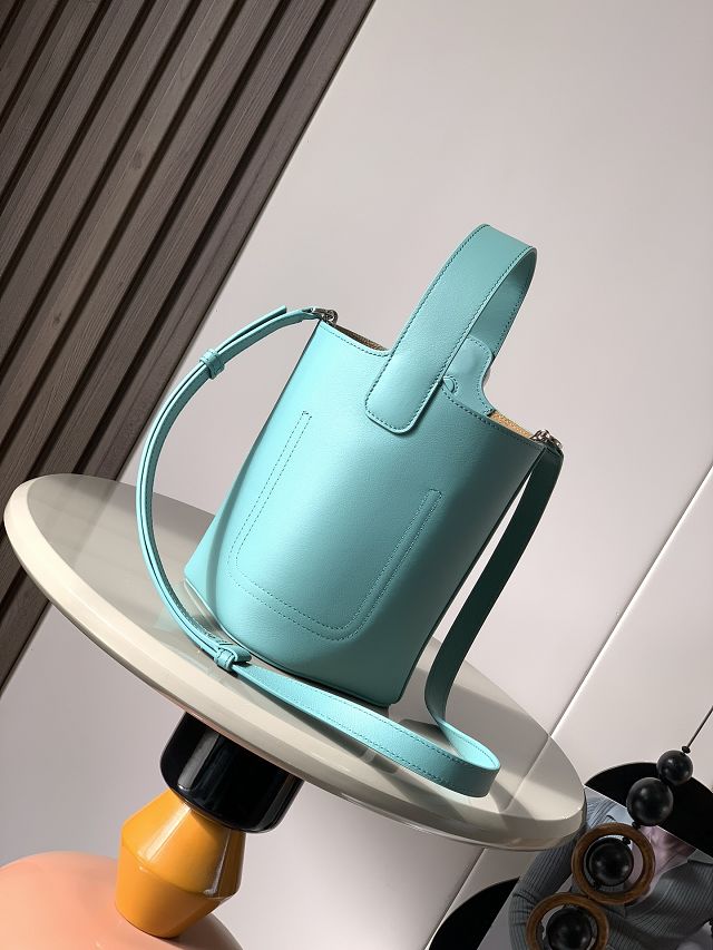 Loewe original calfskin mini pebble bucket BBMX01 blue