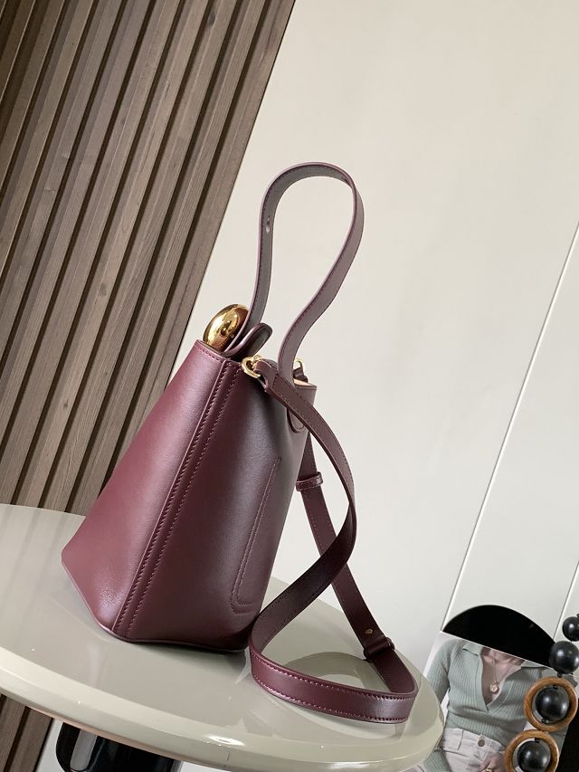 Loewe original calfskin mini pebble bucket BBMX01 burgundy