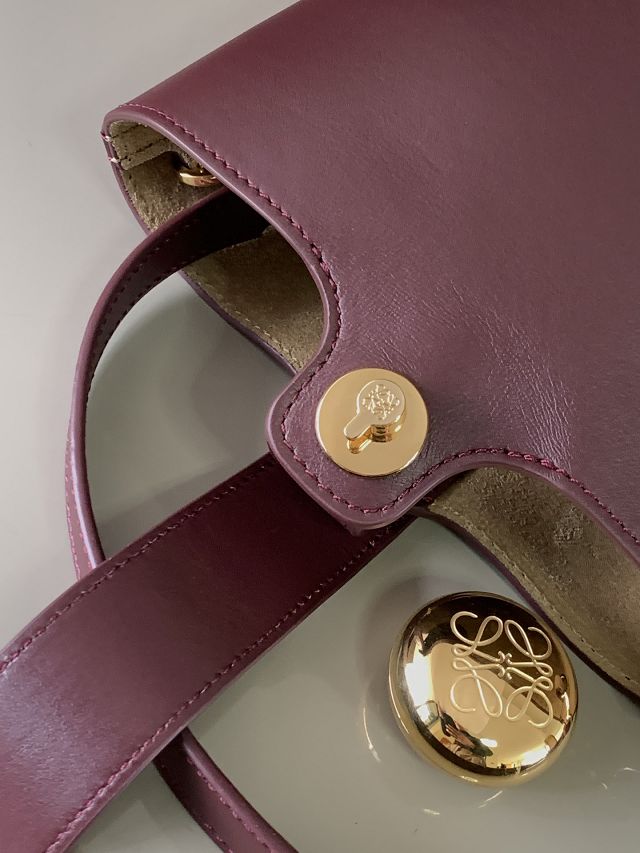 Loewe original calfskin mini pebble bucket BBMX01 burgundy