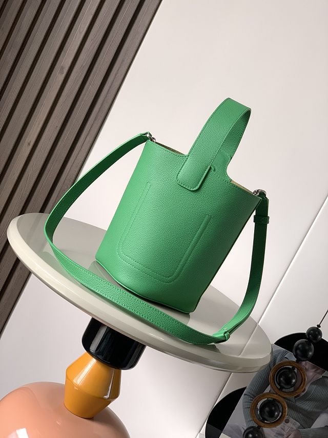 Loewe original calfskin mini pebble bucket BBMX01 green