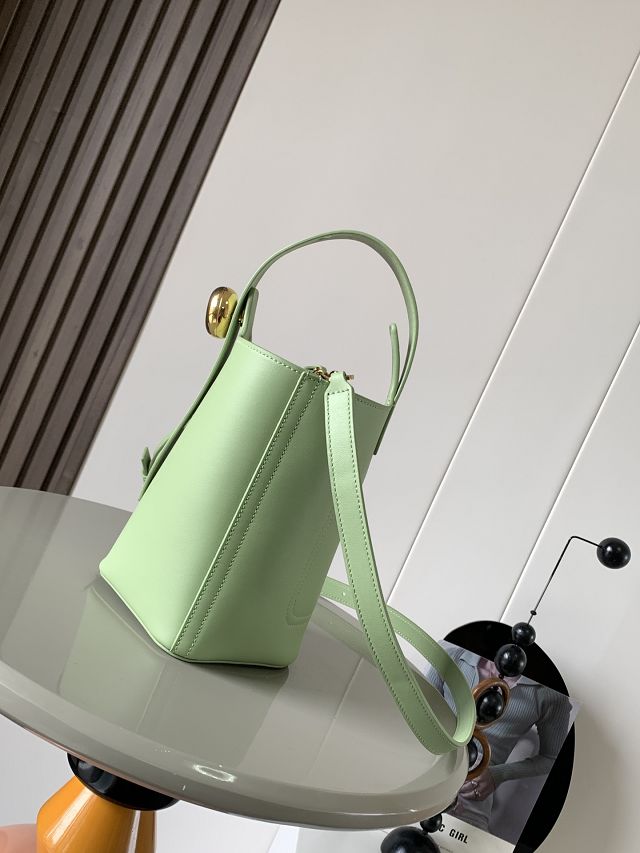 Loewe original calfskin mini pebble bucket BBMX01 light green