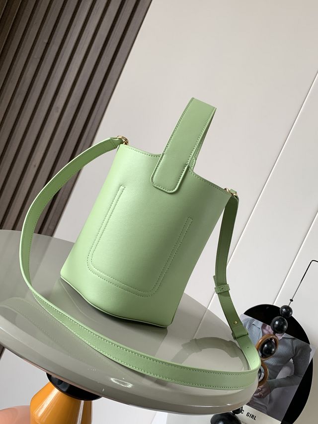 Loewe original calfskin mini pebble bucket BBMX01 light green