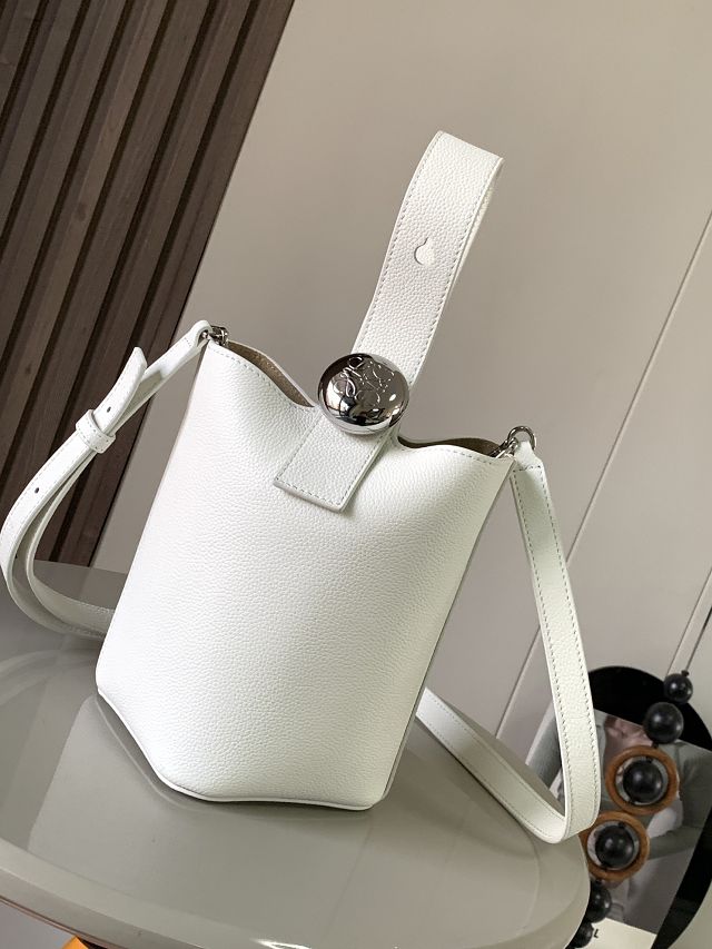 Loewe original calfskin mini pebble bucket BBMX01 white