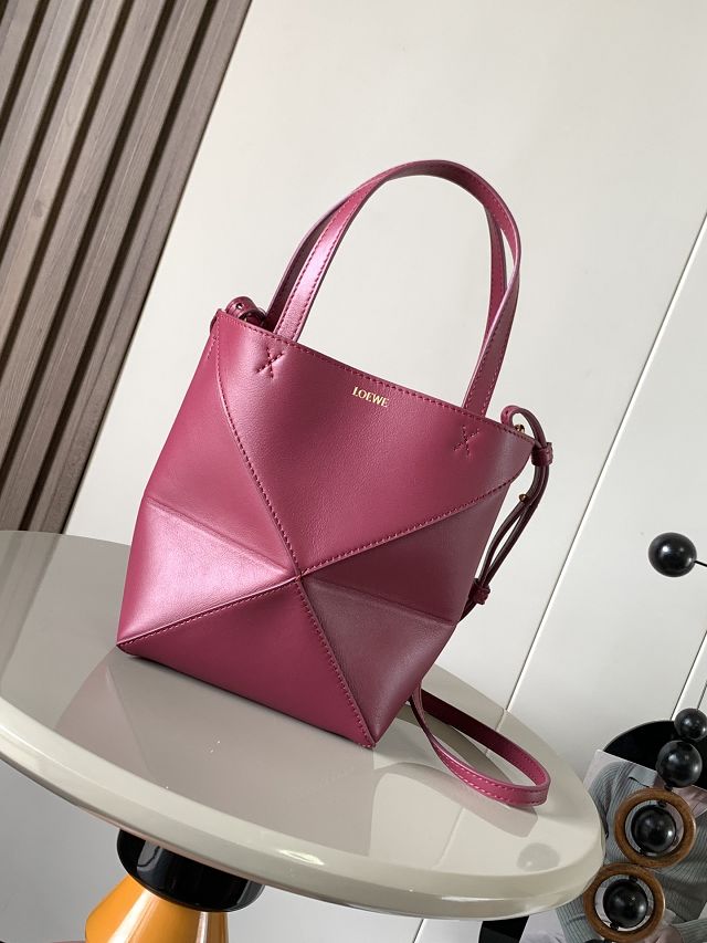 Loewe original calfskin mini puzzle fold tote A657V25 bordeaux