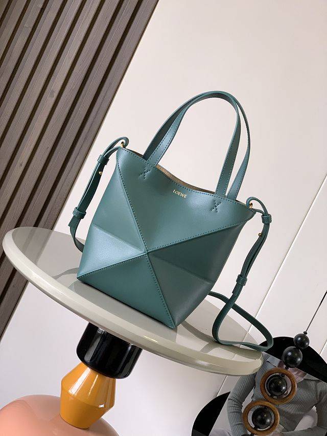 Loewe original calfskin mini puzzle fold tote A657V25 green
