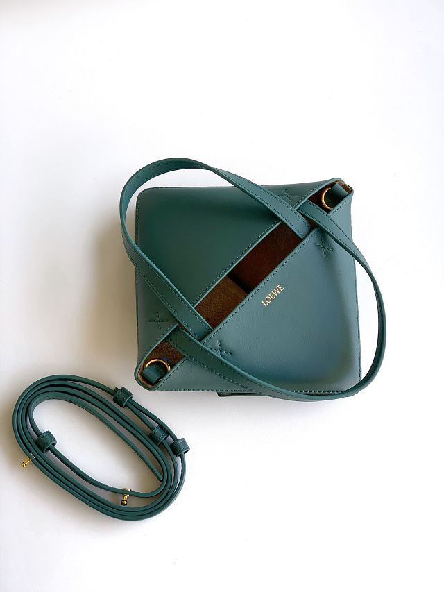 Loewe original calfskin mini puzzle fold tote A657V25 green