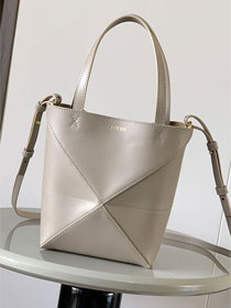 Loewe original calfskin mini puzzle fold tote A657V25 grey