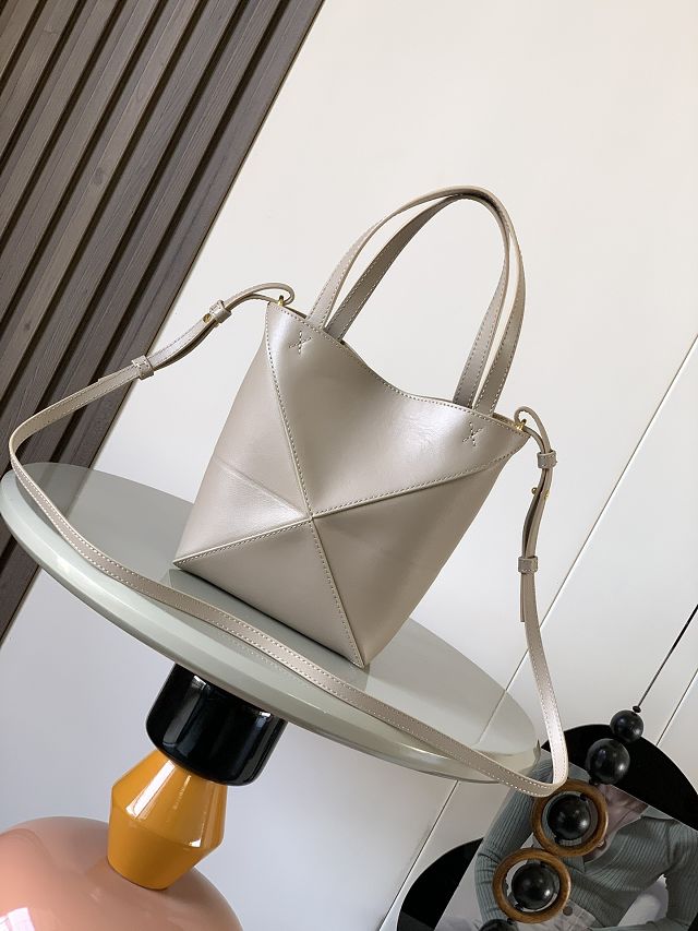 Loewe original calfskin mini puzzle fold tote A657V25 grey