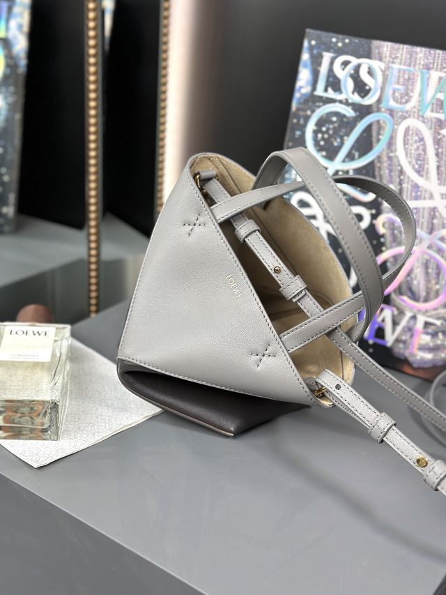 Loewe original calfskin mini puzzle fold tote A657V25 grey