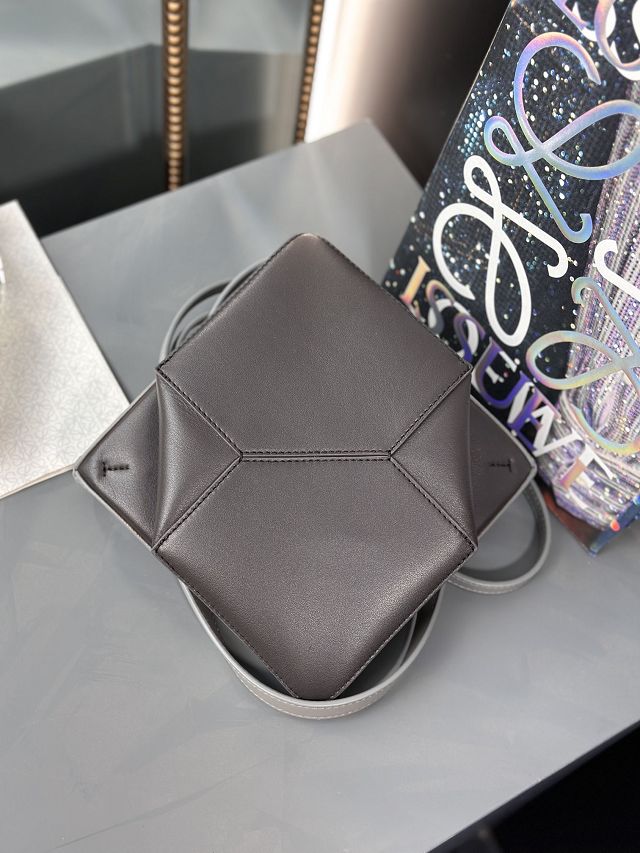 Loewe original calfskin mini puzzle fold tote A657V25 grey