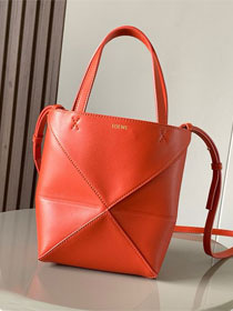 Loewe original calfskin mini puzzle fold tote A657V25 orange
