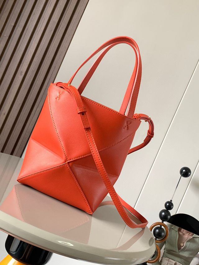 Loewe original calfskin mini puzzle fold tote A657V25 orange