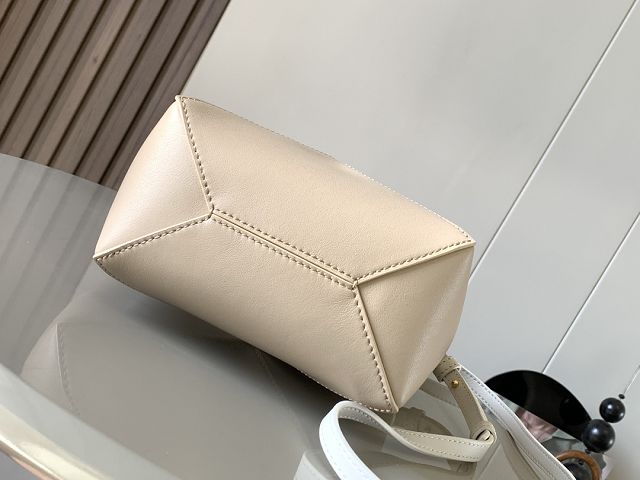 Loewe original calfskin mini puzzle fold tote A657V25 white&beige