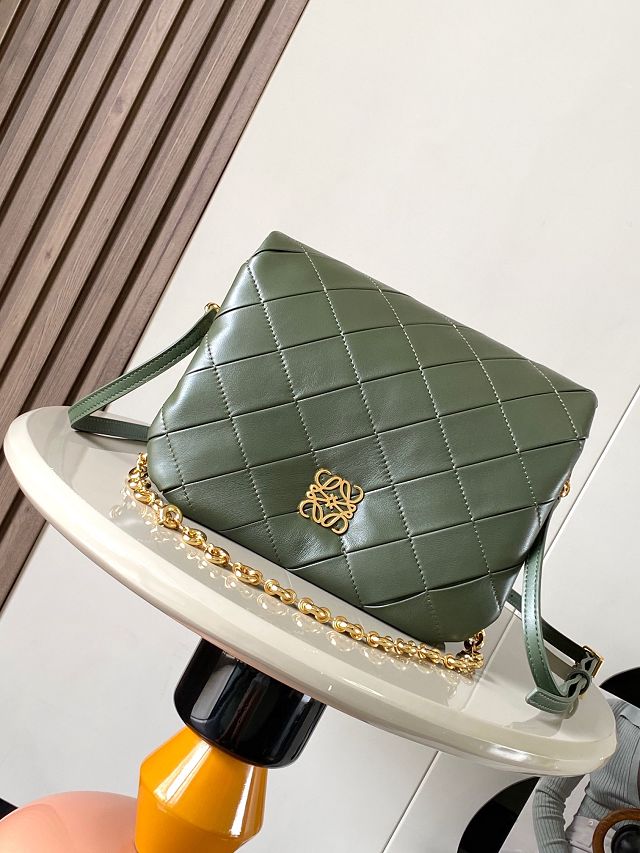 Loewe original lambskin medium goya puffer bag  A896P41 dark green