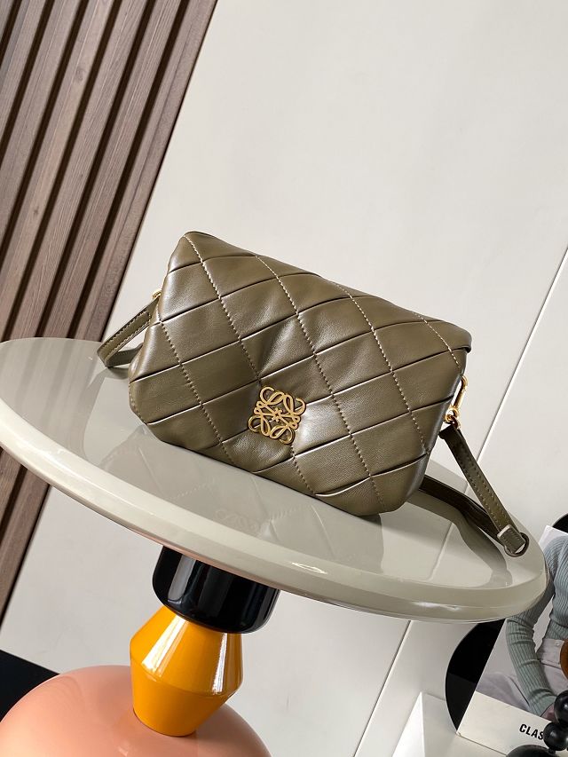 Loewe original lambskin mini goya puffer bag A896W56 khaki green
