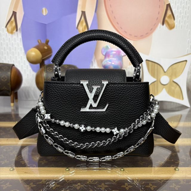 Louis vuitton original calfskin capucines mini M11908 black