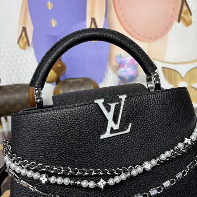 Louis vuitton original calfskin capucines mm M12936 black
