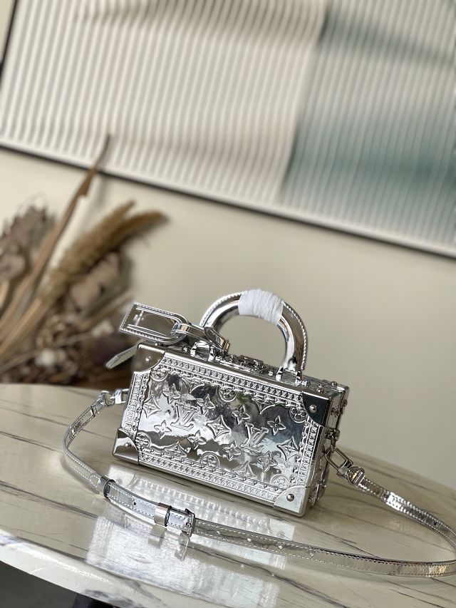 Louis vuitton original vernis leather tresor case M45673 silver