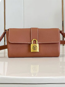 Louis vuitton original calfskin low key wallet on chain M12147 brown