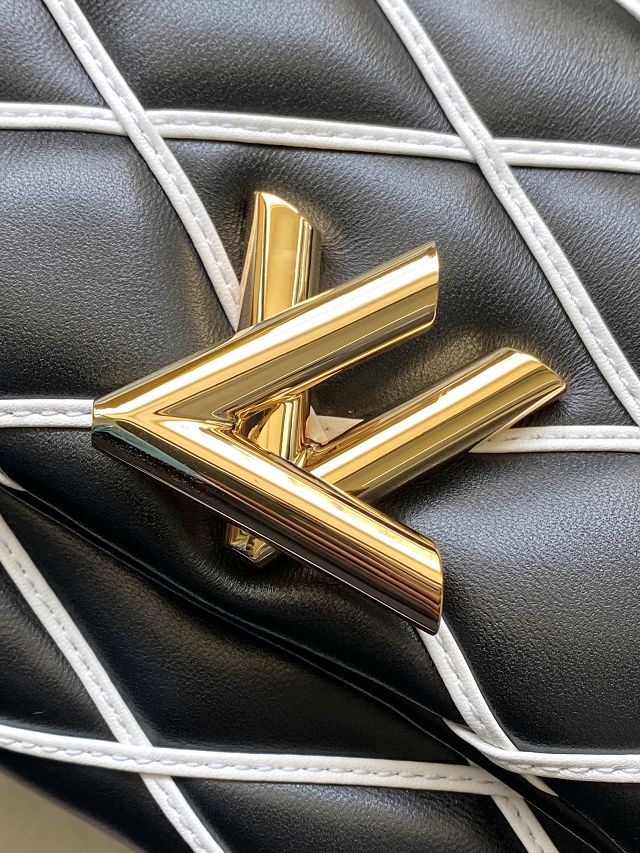 Louis vuitton original lambskin GO-14 small handbag M14849 black&white