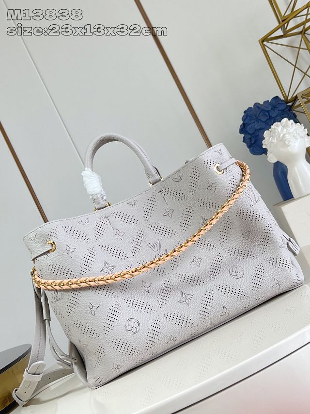 Louis vuitton original mahina leather bella tote bag M13838 grey