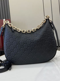 GG original calfskin emblem large shoulder bag 820453 black